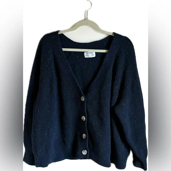 Sweaters Old Navy Cotton Blend Shaker Stitch Cardigan Navy Blue